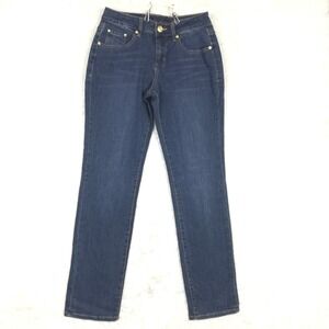 Jag Womens Jeans Mid Rise Straight Leg Blue Denim Dark Wash Whiskering 0
